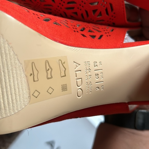 Aldo Sapardanis Orange Open Toe Suede Heels - Picture 6 of 6